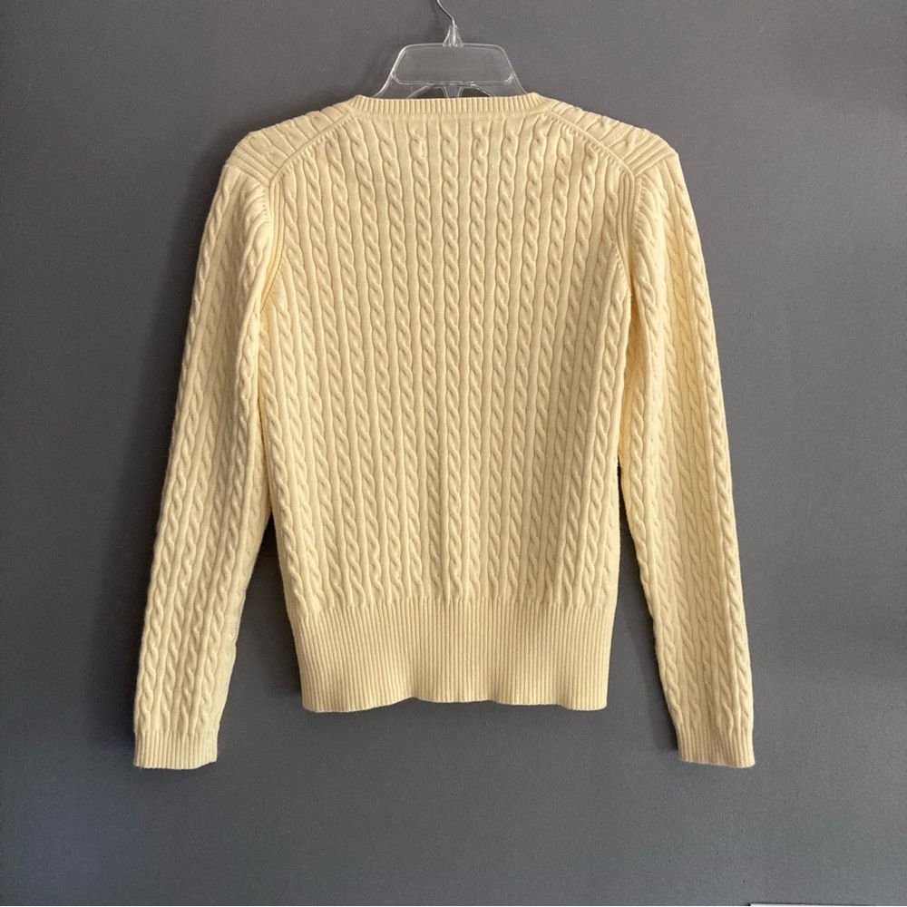 Butter Yellow Classic Cable Knit Tommy Hilfiger Sweater Size Medium - Picture 5 of 6